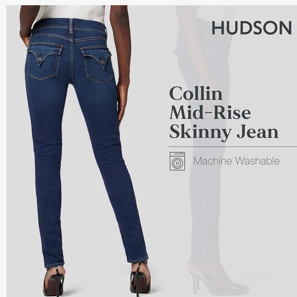 Hudson Collin Mid Rise Skinny Blue Jeans